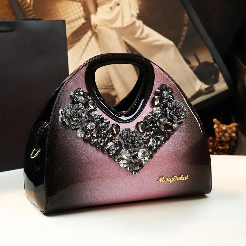 Brand Fashionable Diamond - encrusted Dumpling Bag Genuine Leather Hand - held Crossbody Bags for Women Sac À Main Femme - SN Wigs & More