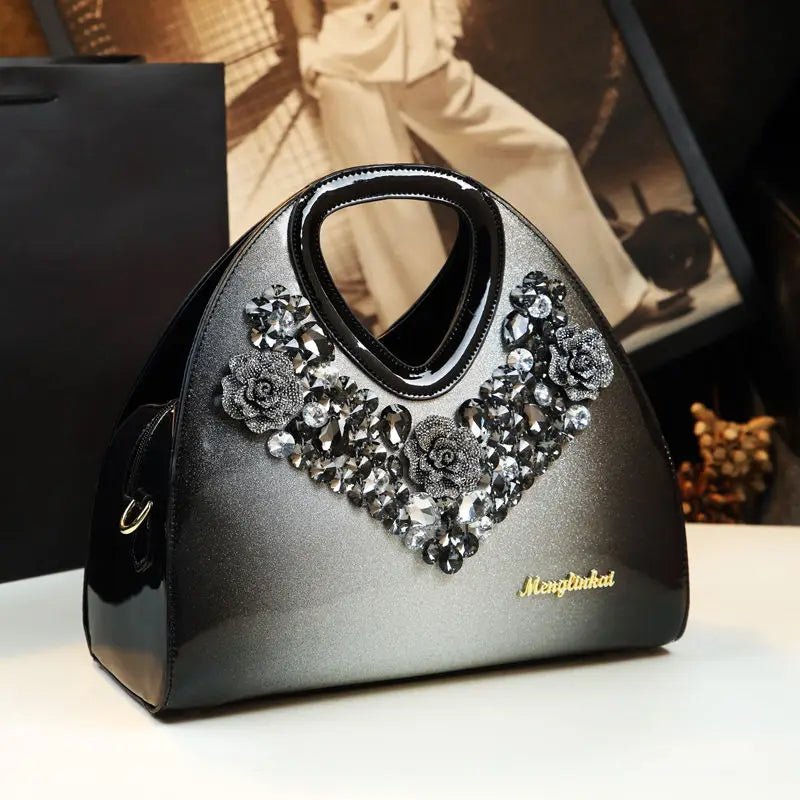 Brand Fashionable Diamond - encrusted Dumpling Bag Genuine Leather Hand - held Crossbody Bags for Women Sac À Main Femme - SN Wigs & More