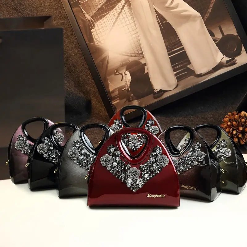 Brand Fashionable Diamond - encrusted Dumpling Bag Genuine Leather Hand - held Crossbody Bags for Women Sac À Main Femme - SN Wigs & More