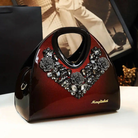 Brand Fashionable Diamond - encrusted Dumpling Bag Genuine Leather Hand - held Crossbody Bags for Women Sac À Main Femme - SN Wigs & More