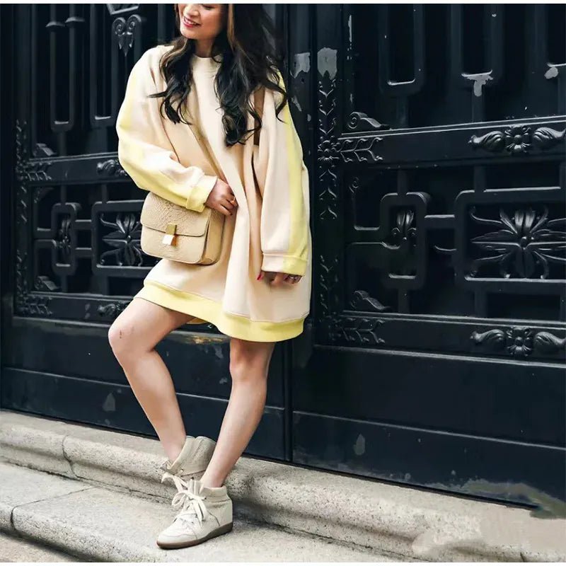 Brand Frosted Splicing Sneakers Women Fashion Versatile Casual High - top Shoes Inner Height Increase Textured Design Casual Shoes - SN Wigs & More