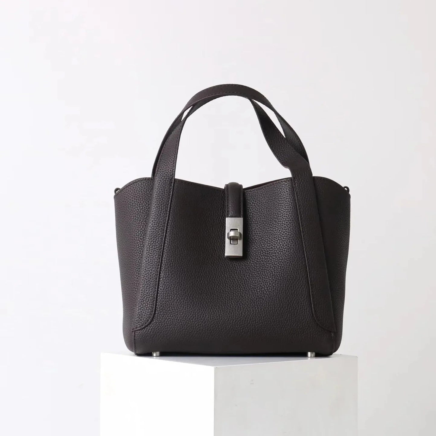 Brand Genuine Leather Basket Bag Women Luxury Fashion Simple Texture Tote Bag New Versatile High - end Shoulder Bag Messenger Bag - SN Wigs & More