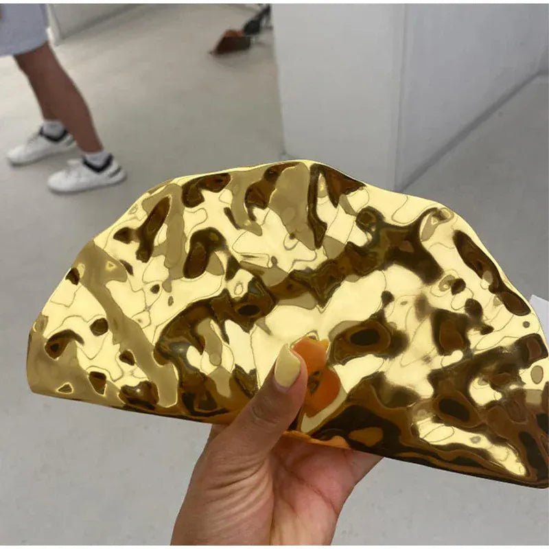Brand Luxury Design Evening Bag Acrylic Fashion Exquisite High - end Handbag Metal Fan - shaped Crossbody Bag Textured Women's Bag - SN Wigs & More