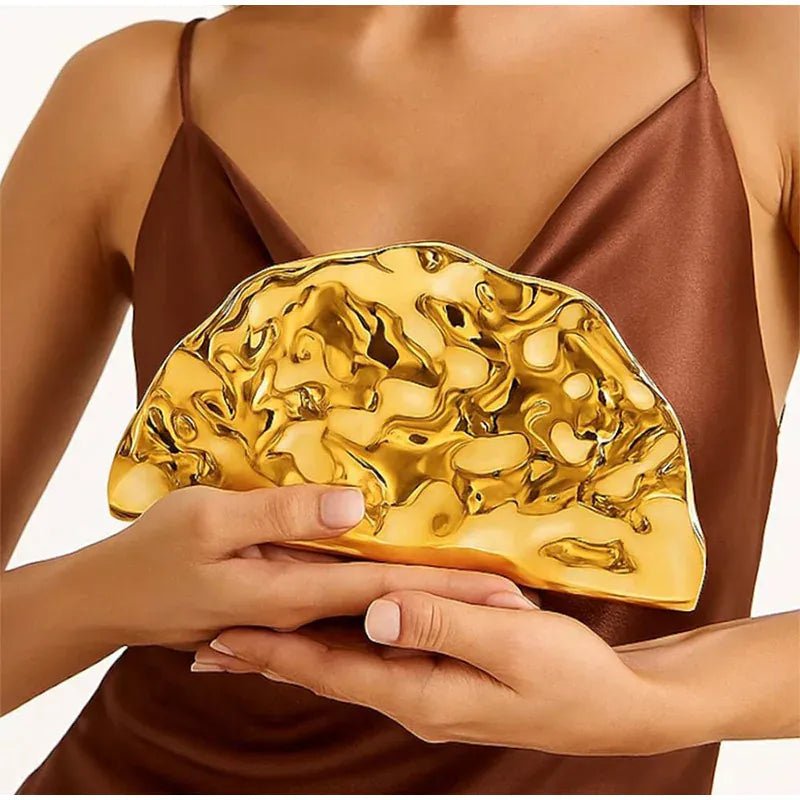 Brand Luxury Design Evening Bag Acrylic Fashion Exquisite High - end Handbag Metal Fan - shaped Crossbody Bag Textured Women's Bag - SN Wigs & More