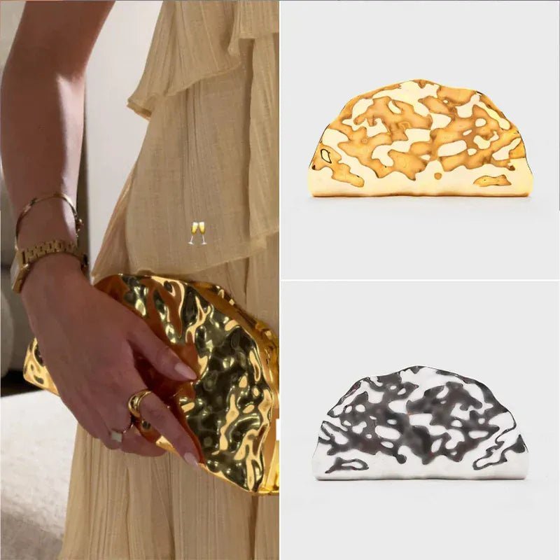 Brand Luxury Design Evening Bag Acrylic Fashion Exquisite High - end Handbag Metal Fan - shaped Crossbody Bag Textured Women's Bag - SN Wigs & More