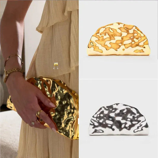 Brand Luxury Design Evening Bag Acrylic Fashion Exquisite High - end Handbag Metal Fan - shaped Crossbody Bag Textured Women's Bag - SN Wigs & More