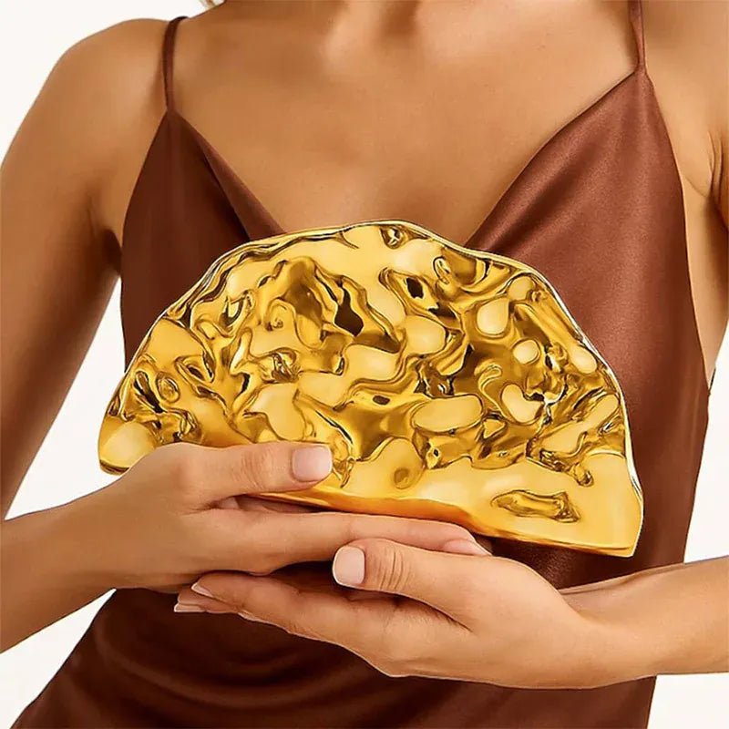Brand Luxury Design Evening Bag Acrylic Fashion Exquisite High - end Handbag Metal Fan - shaped Crossbody Bag Textured Women's Bag - SN Wigs & More