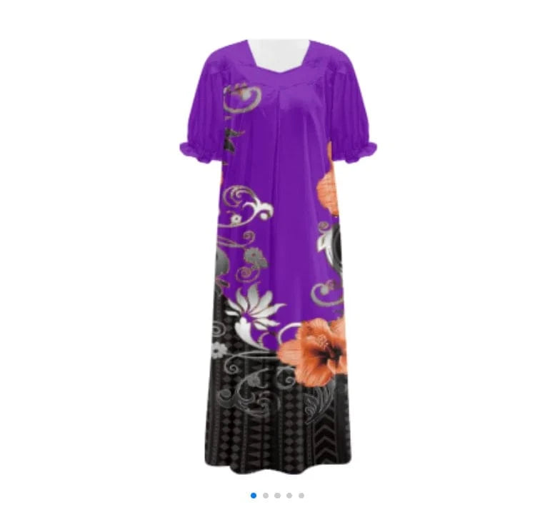 brand new 2024 summer beach isalnd casual tribal dress custom design polynesian puff sleeve large size straight long mumu dress