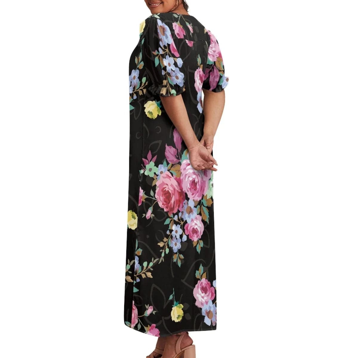 brand new 2024 summer beach isalnd casual tribal dress custom design polynesian puff sleeve large size straight long mumu dress