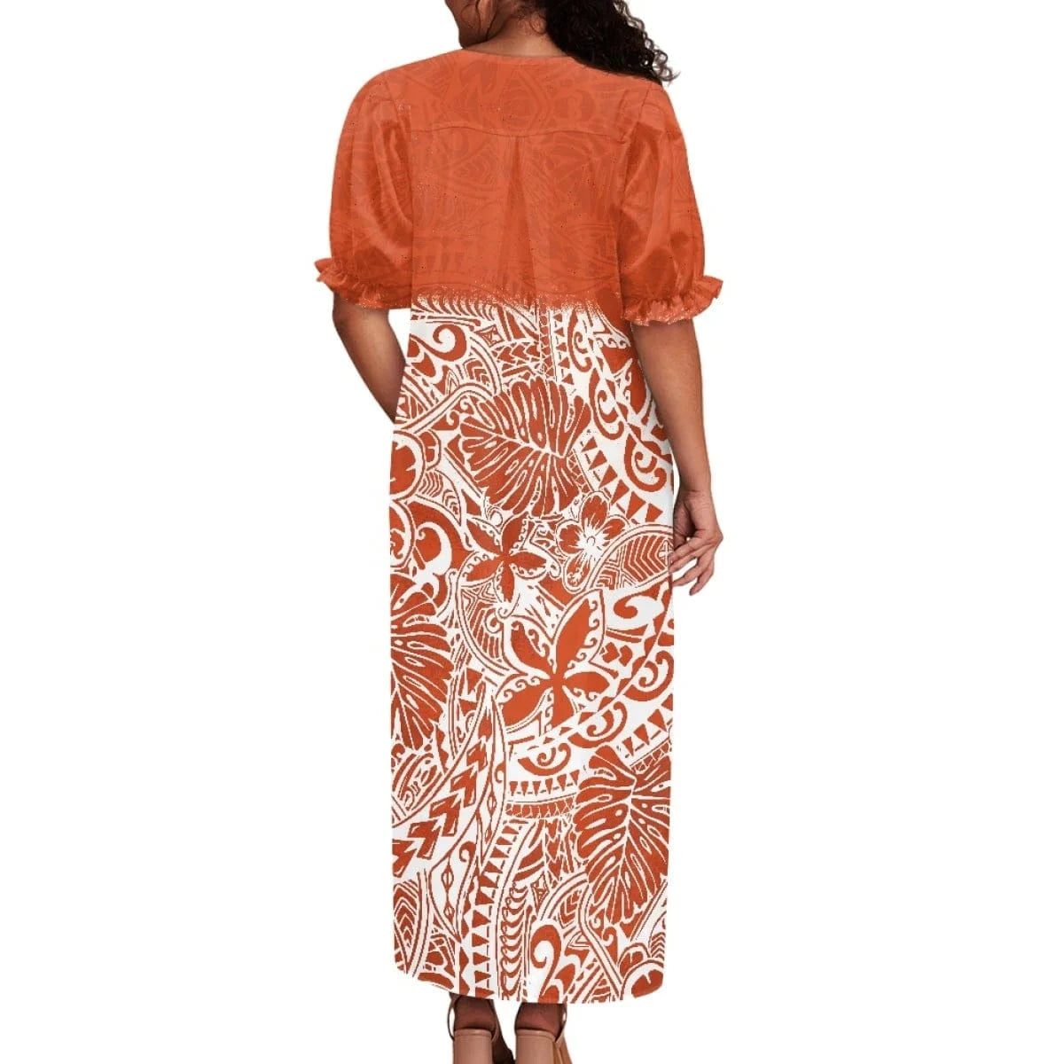 Brand New Polyester Woman Plus-Size Top Quality Dress 2024 Red Design Pacific Island Art Design Women's Casual Mumu Dress Women