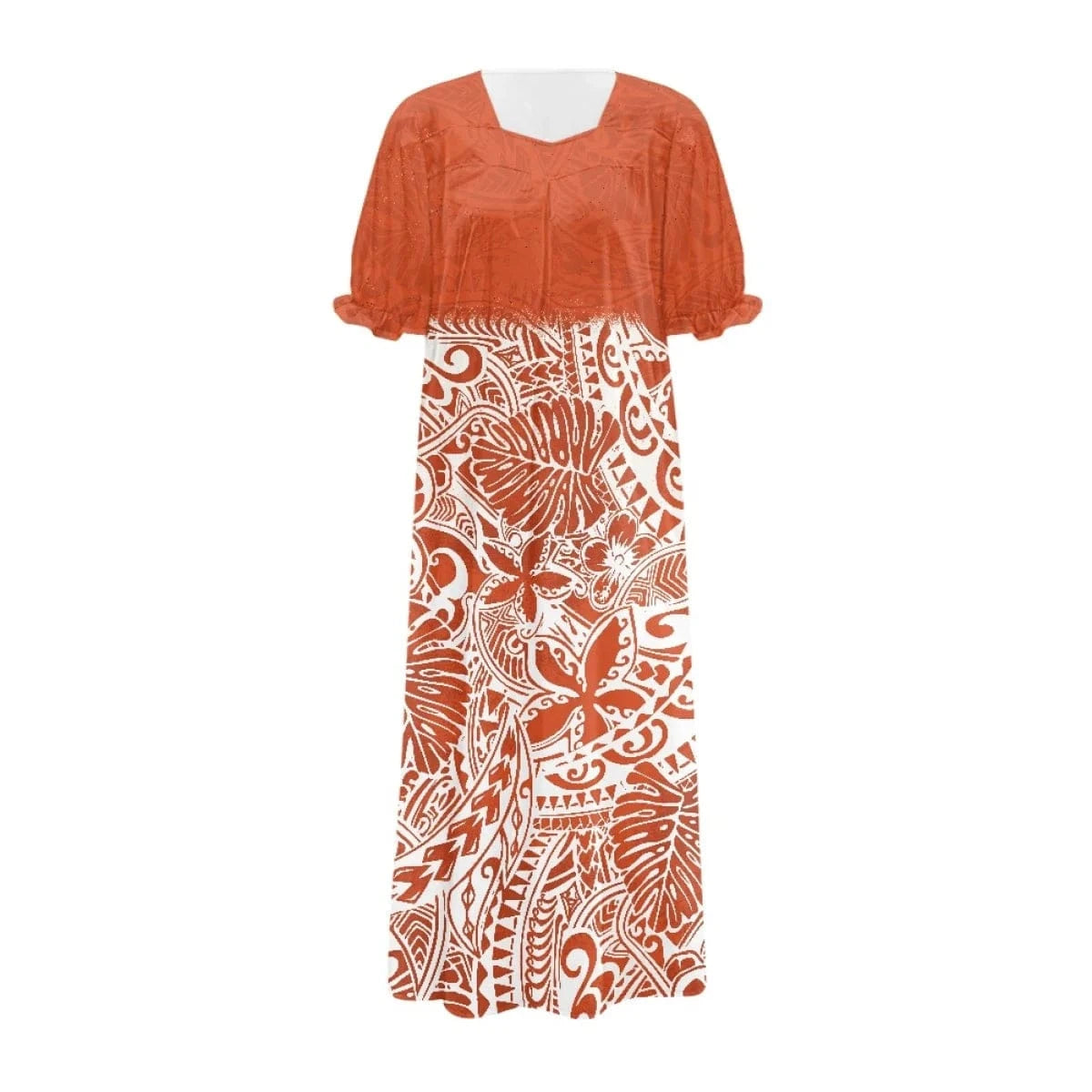 Brand New Polyester Woman Plus-Size Top Quality Dress 2024 Red Design Pacific Island Art Design Women's Casual Mumu Dress Women