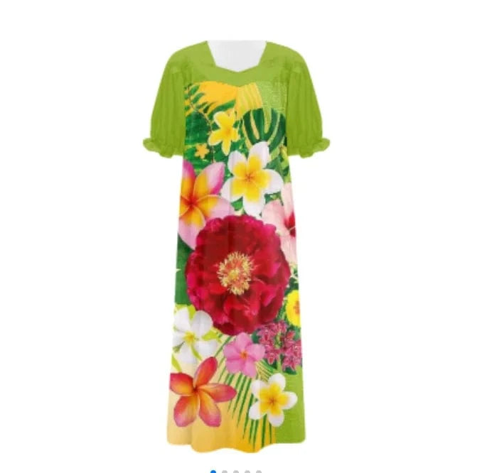 Brand New Polyester Woman Plus-Size Top Quality Dress 2024 Red Design Pacific Island Art Design Women's Casual Mumu Dress Women