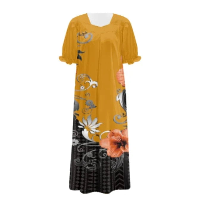Brand New Polyester Woman Plus-Size Top Quality Dress 2024 Red Design Pacific Island Art Design Women's Casual Mumu Dress Women