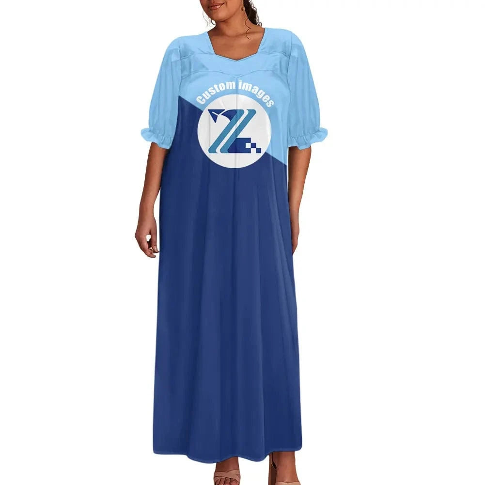 Brand New Polyester Woman Plus-Size Top Quality Dress 2024 Red Design Pacific Island Art Design Women's Casual Mumu Dress Women