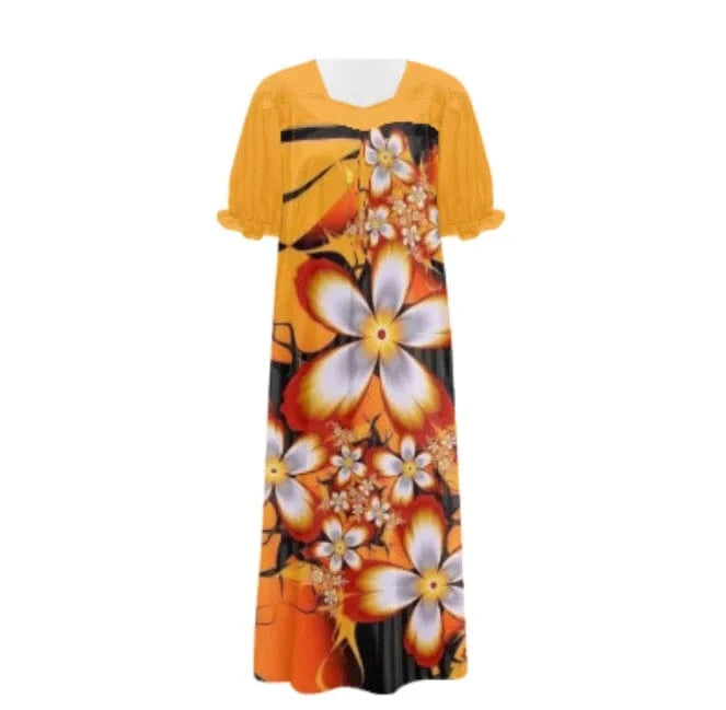Brand New Polyester Woman Plus-Size Top Quality Dress 2024 Red Design Pacific Island Art Design Women's Casual Mumu Dress Women