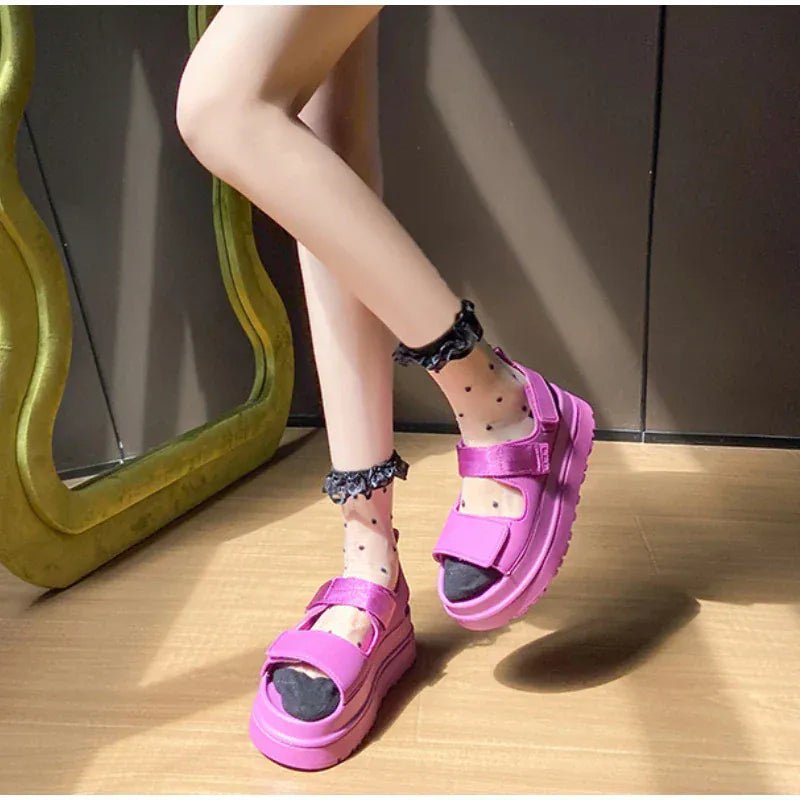 Brand Open Toe Thick - soled Sandals For Women Casual High Quality Fashion Comfort Thick - soled Shoes New Velcro Buckle Sandals - SN Wigs & More
