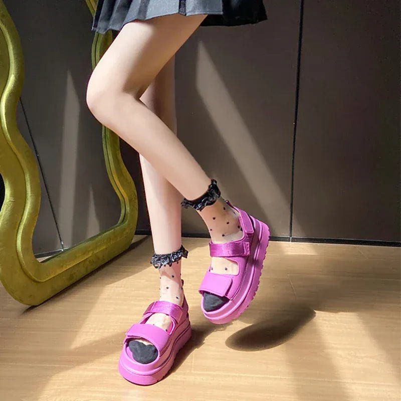 Brand Open Toe Thick - soled Sandals For Women Casual High Quality Fashion Comfort Thick - soled Shoes New Velcro Buckle Sandals - SN Wigs & More