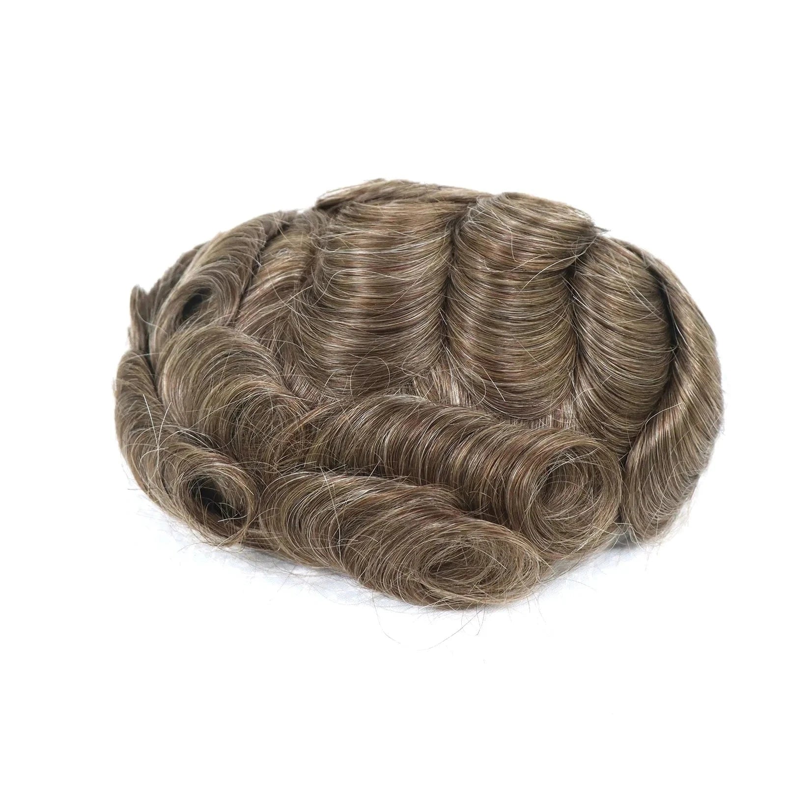 Breathable Oct Cap Front Top Lace Half Around Pu Toupee Ombre Biondo For Men Undetectable Natural Male Hair Patch