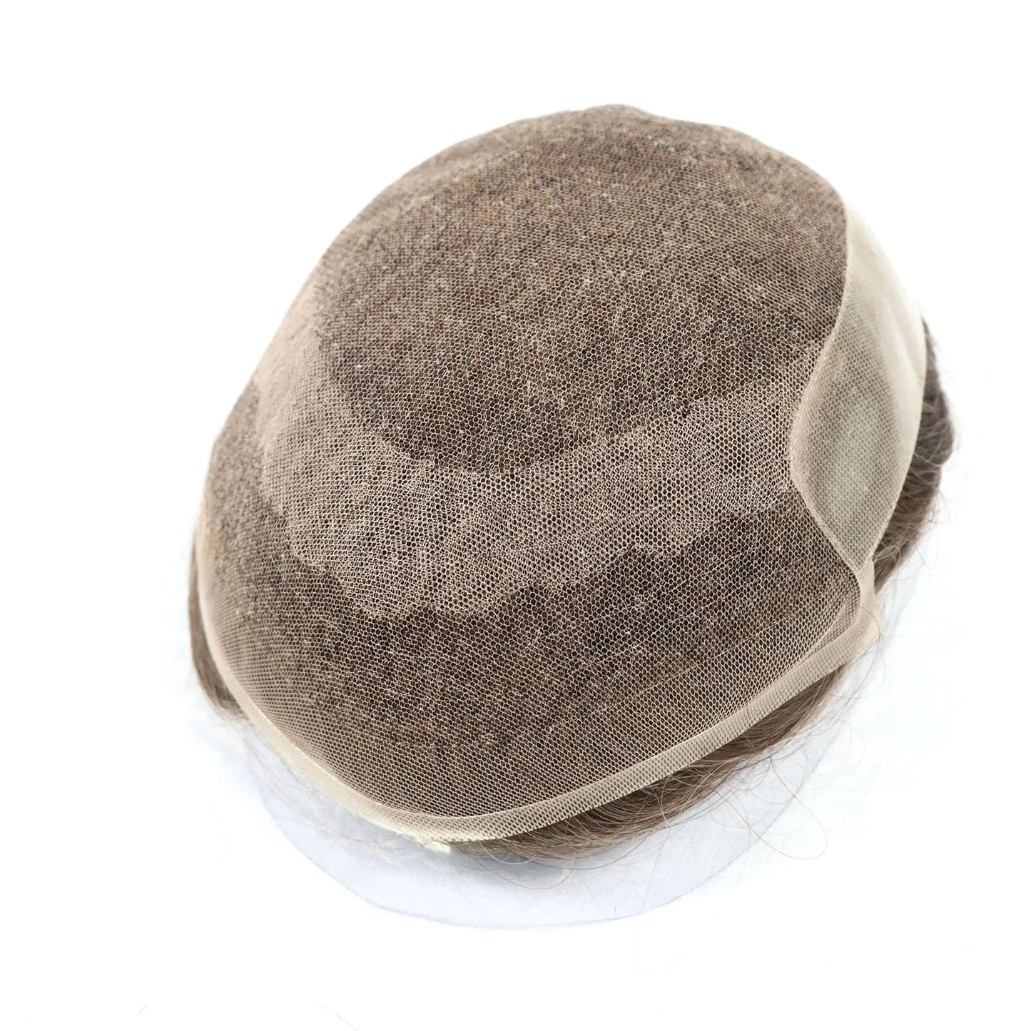 Breathable Oct Cap Front Top Lace Half Around Pu Toupee Ombre Biondo For Men Undetectable Natural Male Hair Patch