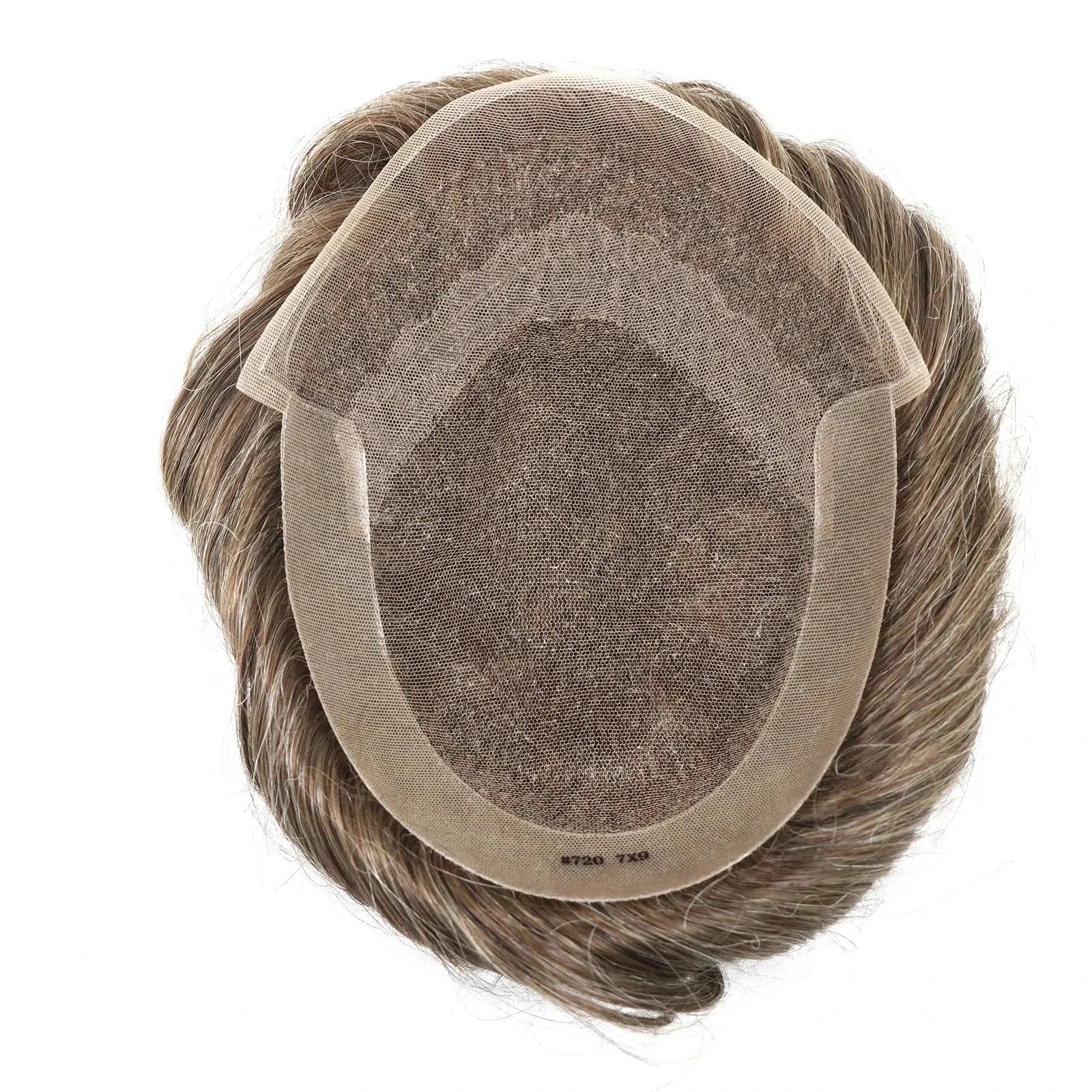 Breathable Oct Cap Front Top Lace Half Around Pu Toupee Ombre Biondo For Men Undetectable Natural Male Hair Patch