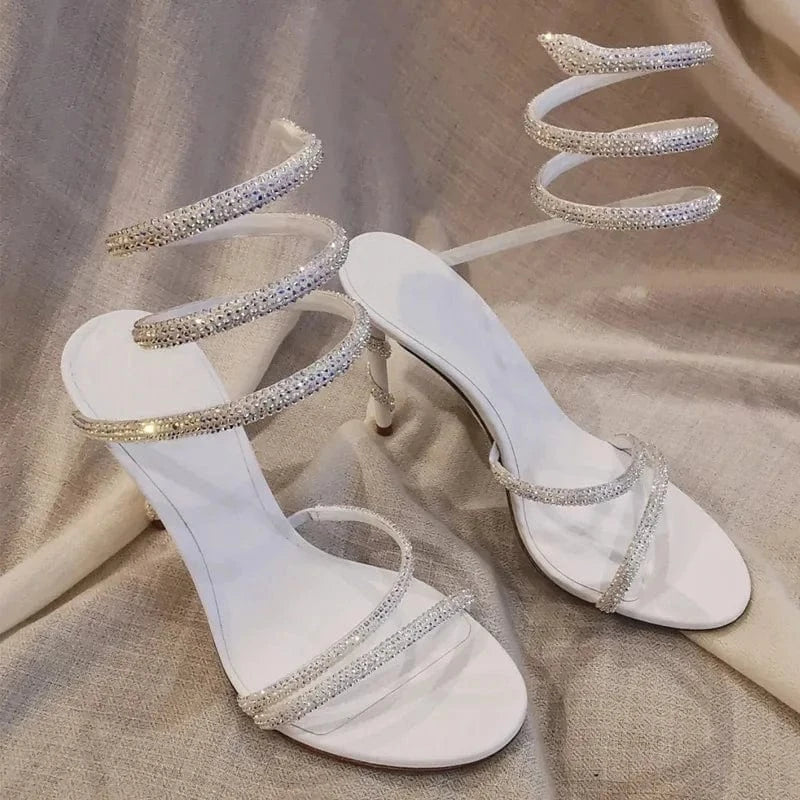 Bridal Sandals Ladies Springs Heeed Gladiator sandals Luxury Wedding Rhinestone Stiletto Fashion Sexy High Heeled Sandals