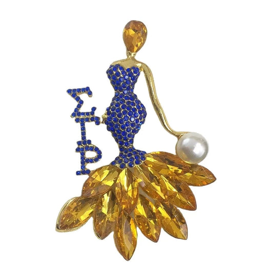 brooch / 1 Handmade New Greek Sorority Blue yellow Fashion  Brooch Shiny Girl Brooches Dress Accessory