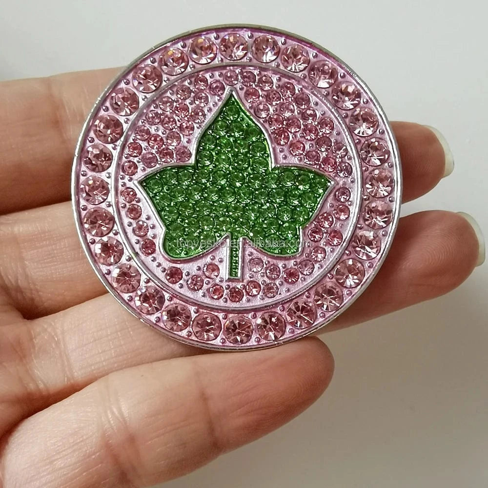 Brooch / Pink Green / as picture show Round Circle Greek Sorority Pink and Green Rhinestone  Brooch Give Girlfriend Pretty Jewelry