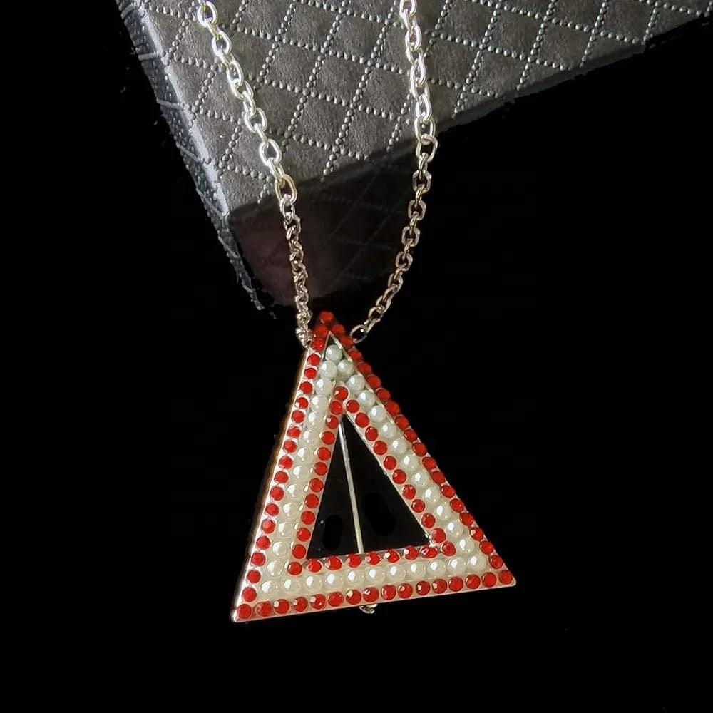 Brooch / Red / Silver Plated Greek Letter Pins Bling Costume Pearl  Brooch lapel pin Jewelry