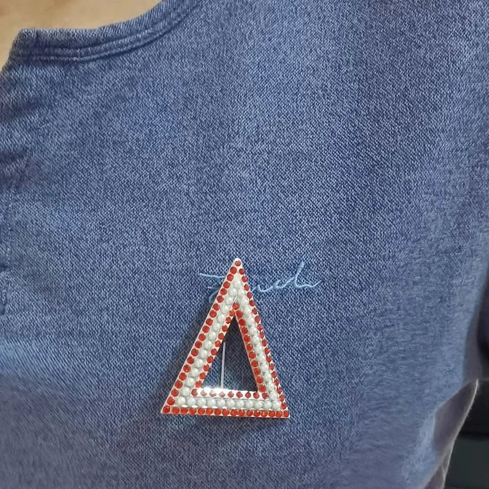 Brooch / Red / Silver Plated Greek Letter Pins Bling Costume Pearl  Brooch lapel pin Jewelry