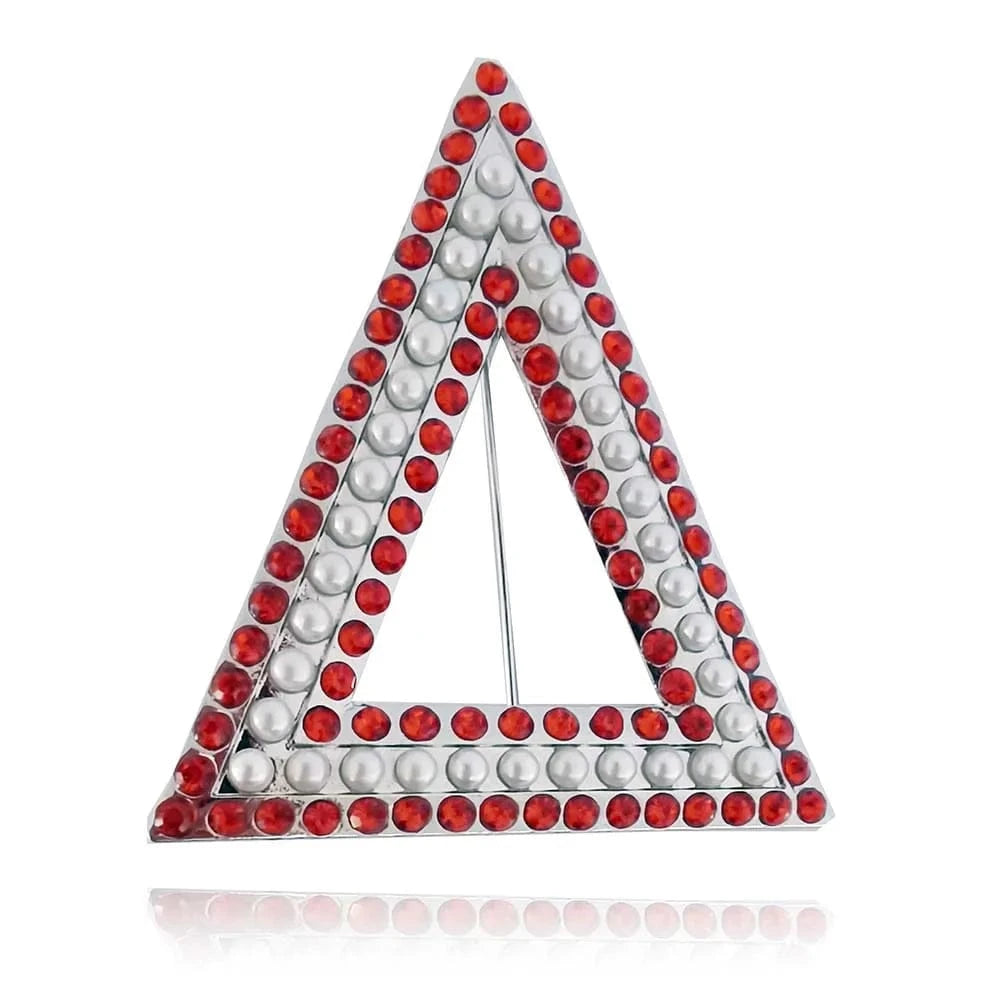 Brooch / Red / Silver Plated Greek Letter Pins Bling Costume Pearl  Brooch lapel pin Jewelry