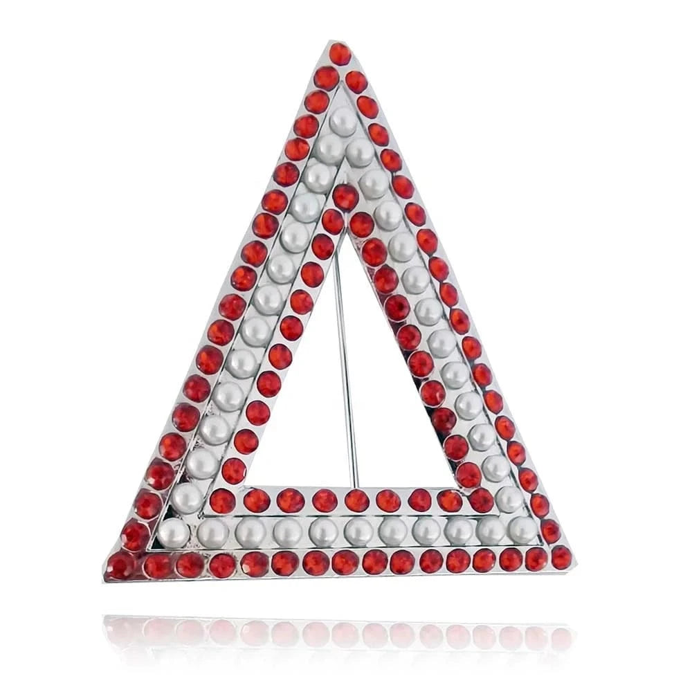 Brooch / Red / Silver Plated Greek Letter Pins Bling Costume Pearl  Brooch lapel pin Jewelry