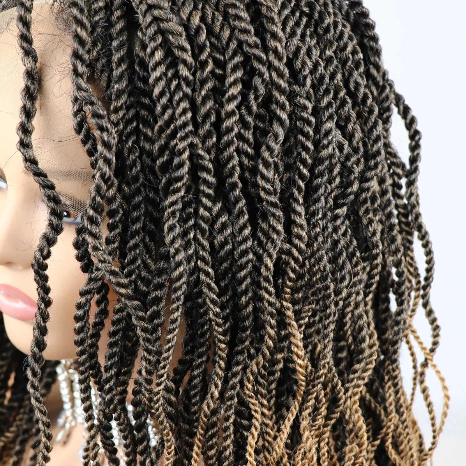Brown / 20 Inches Synthetic Lace Wigs Twist Dreadlocks Braided Synthetic Human Hair Wigs Synthetic Wig With Lace Front