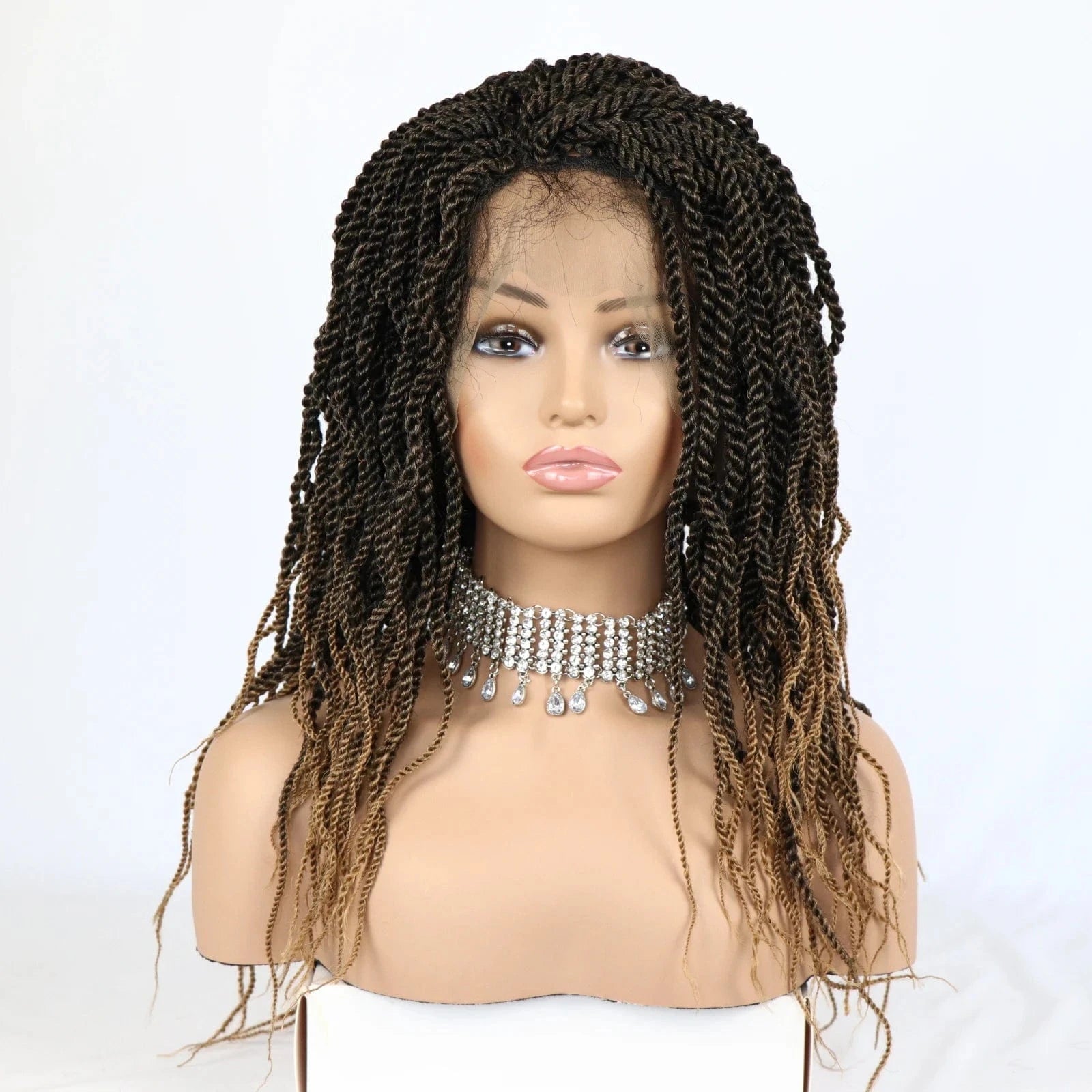 Brown / 20 Inches Synthetic Lace Wigs Twist Dreadlocks Braided Synthetic Human Hair Wigs Synthetic Wig With Lace Front