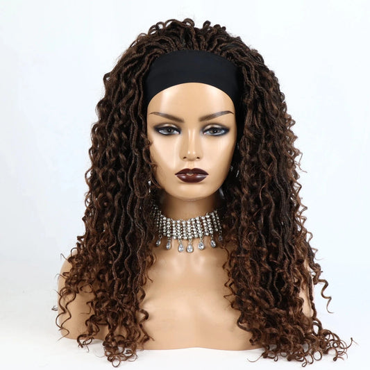 Brown / 22 Inches Top Selling New Arrival Ombre Brown Headband Wigs Machine Made Non Lace Headband Wig