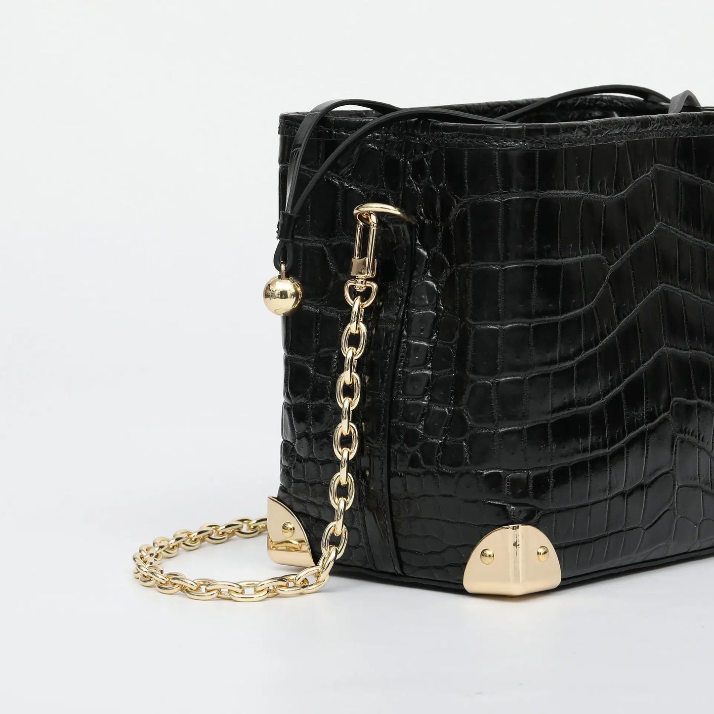 Bucket Bag Crocodile Leather Chain Strap Classic Style - SN Wigs & More