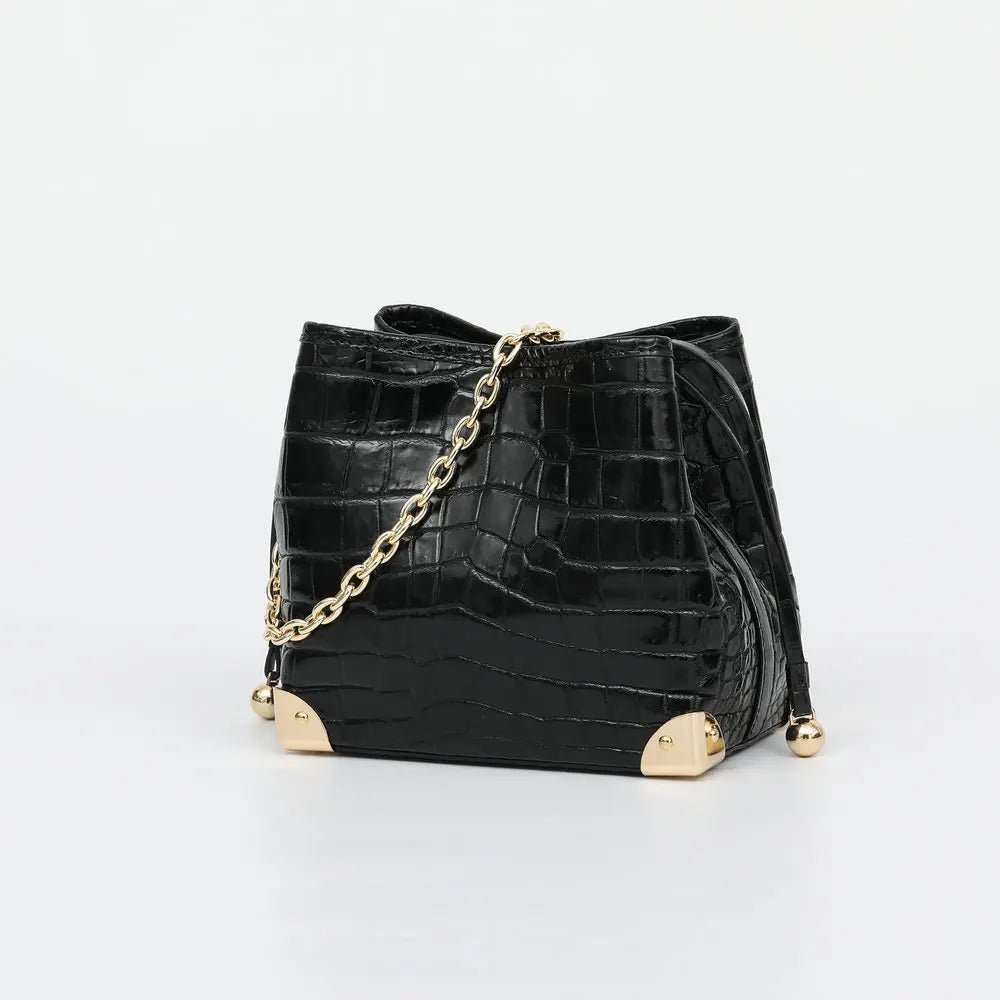 Bucket Bag Crocodile Leather Chain Strap Classic Style - SN Wigs & More