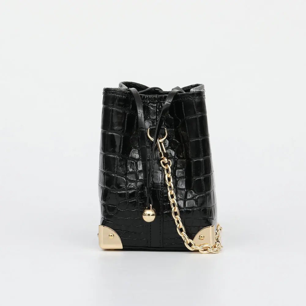 Bucket Bag Crocodile Leather Chain Strap Classic Style - SN Wigs & More