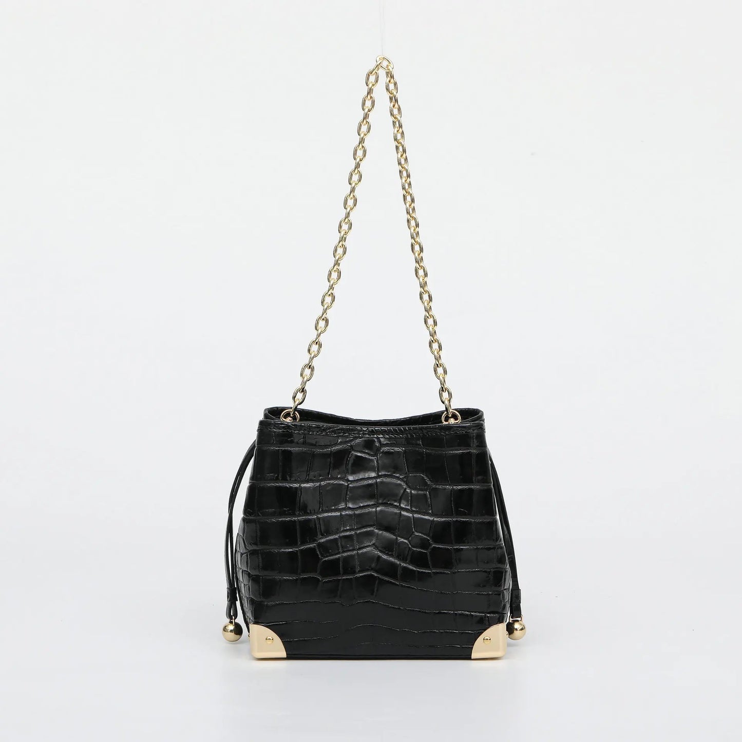 Bucket Bag Crocodile Leather Chain Strap Classic Style - SN Wigs & More