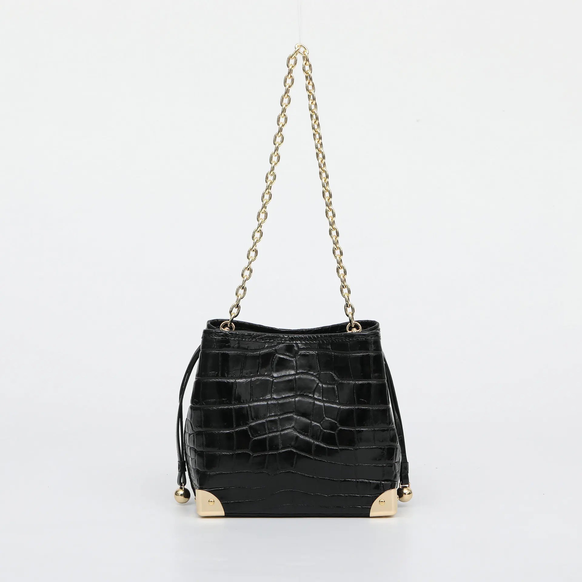 Bucket Bag Crocodile Leather Chain Strap Classic Style - SN Wigs & More