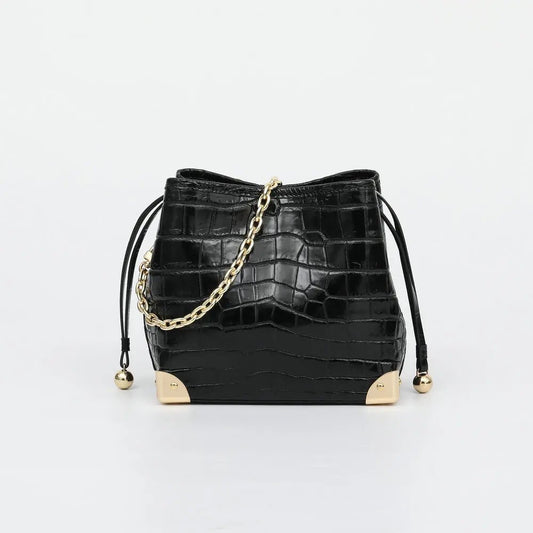 Bucket Bag Crocodile Leather Chain Strap Classic Style - SN Wigs & More
