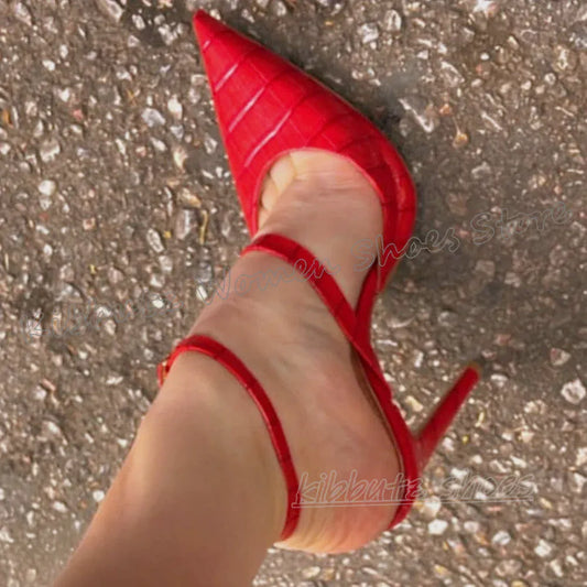 Buckle Buckle Pumps Leather Solid Color Pointy Thin High Heels Novelty Luxury Fashion Elegant Concise Sexy Hot Girls Shoes New