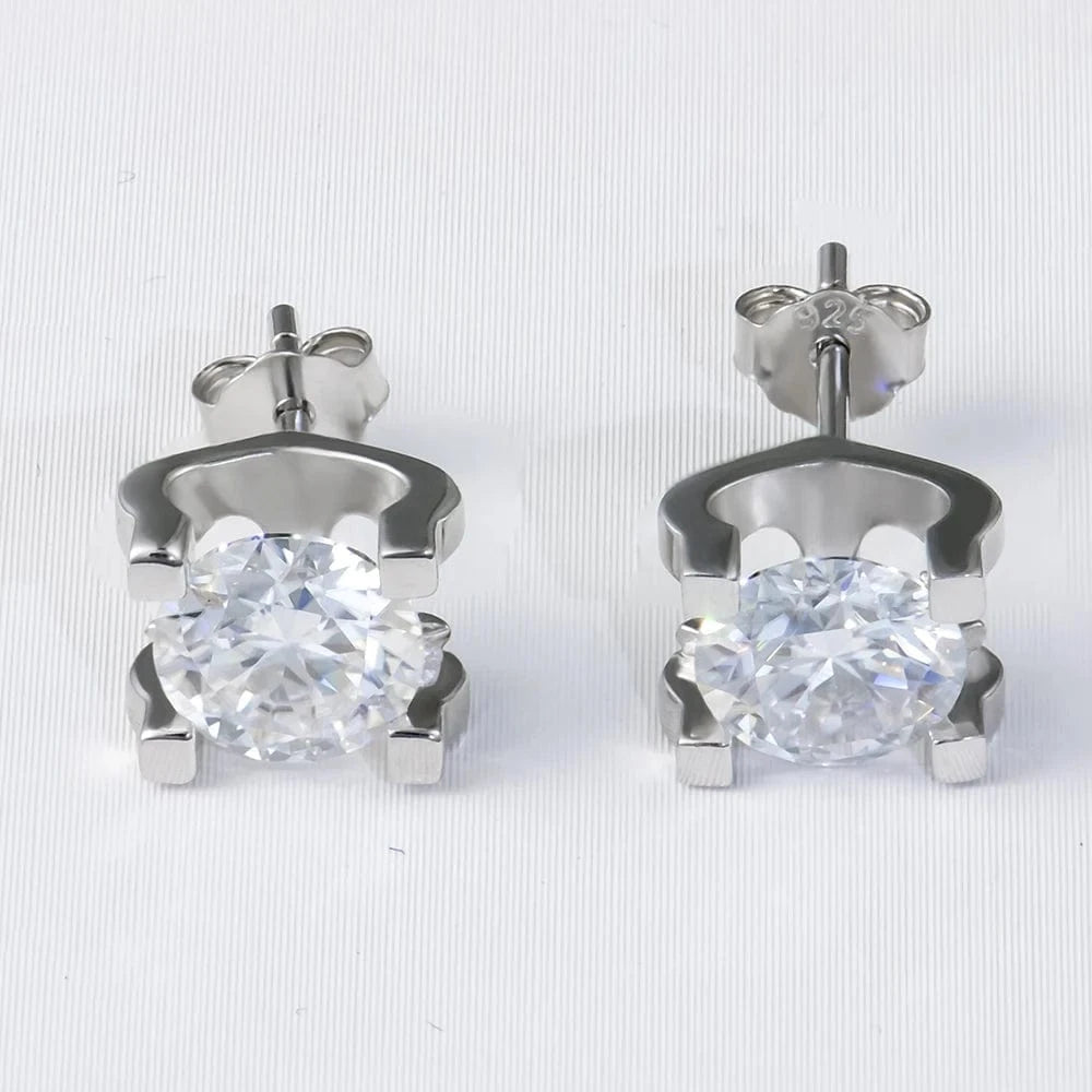 bull head stud 1ct Moissanite Earring 925 Sterling Silver White VVS  Stud Moissanite Diamond Earring Jewelry