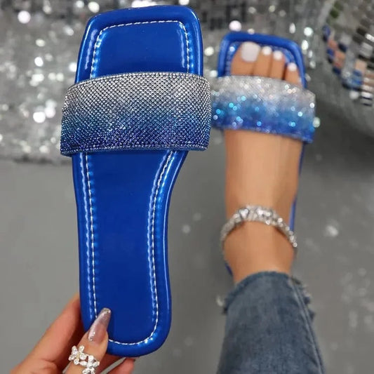BUSY GIRL CZ4385 2024 Wholesale summer female slides slippers for women shoes ladies slippers rhinestone slides best price