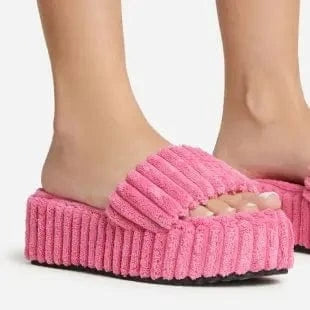 BUSY GIRL KX4562 Women Sandals 2024 Trending Slippers For Women Pink Green Flat Sandals Platform Heels Ladies Towel Slippers