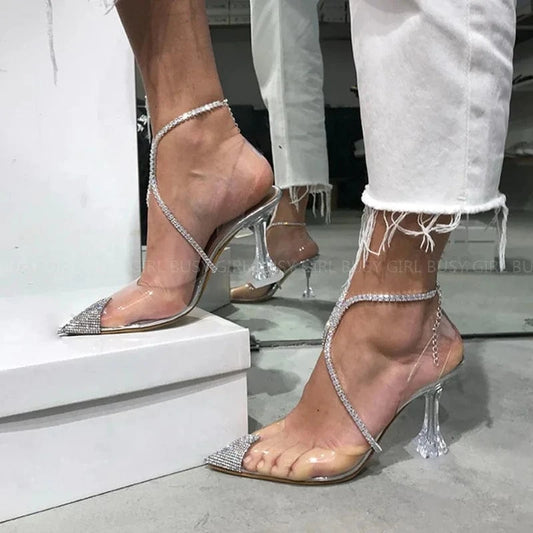 BUSY GIRL NZY4250 Pumps Women Sandals Fashion Bling Stiletto High Heels Pointed Toe Bridal Shoes Queen Style Shoes Ladies Heels