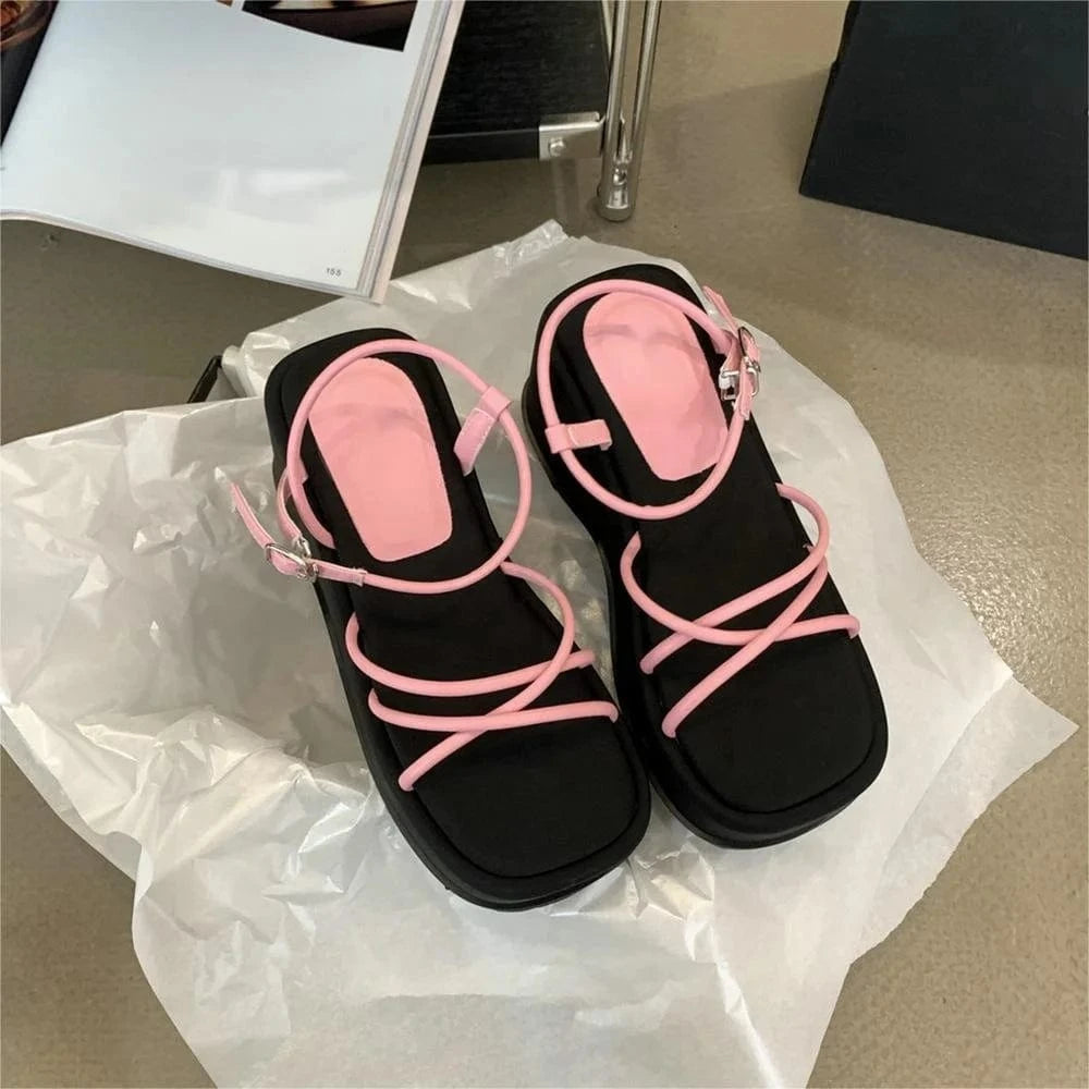 BUSY GIRL XG4405 New arrival custom women sandals 2024 fashion trendy wedge heel causal sandals summer sandals for ladies