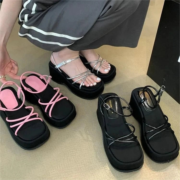 BUSY GIRL XG4405 New arrival custom women sandals 2024 fashion trendy wedge heel causal sandals summer sandals for ladies