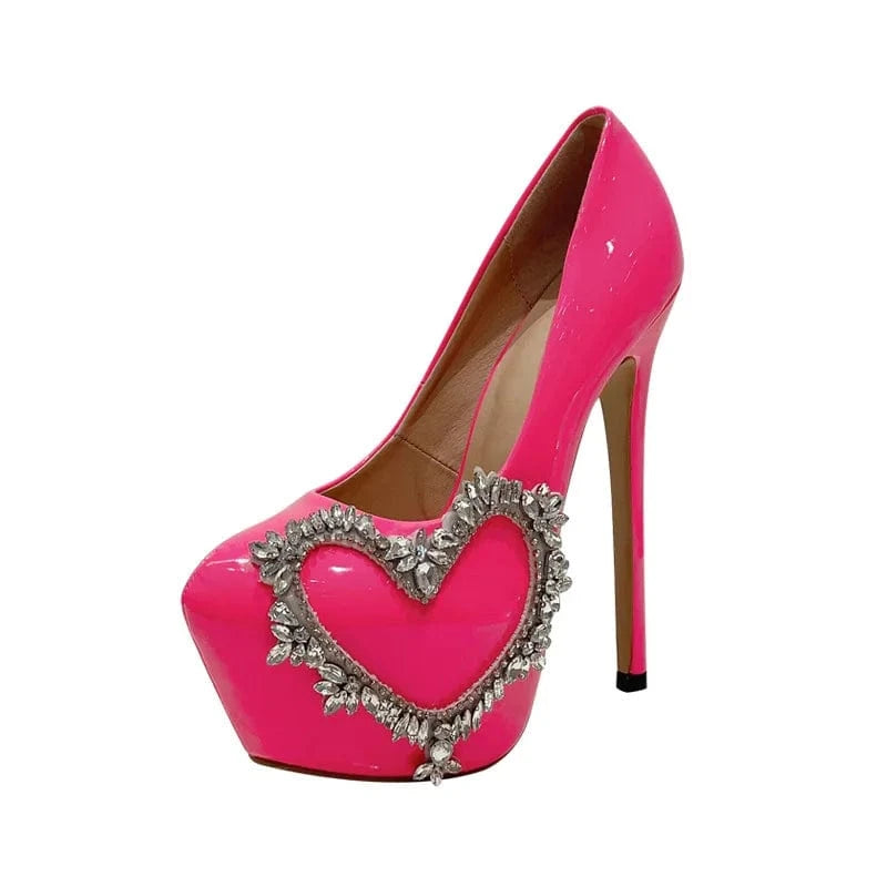 BUSY GIRL XSD4857 rhinestone heart decor women girl stripper heels for ladies pole dance shoes platform pumps doll heels