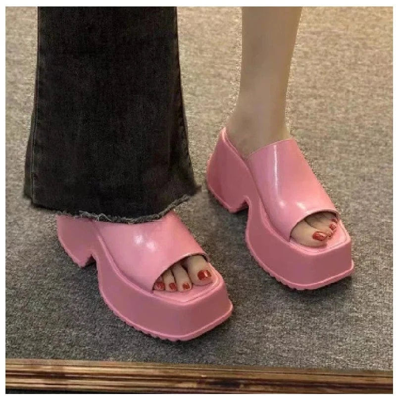BUSY GIRL XW4761 White Pink Women Sandals Wedge Heels For Ladies dropshipping products 2024 Chunky Platform Slippers For Women