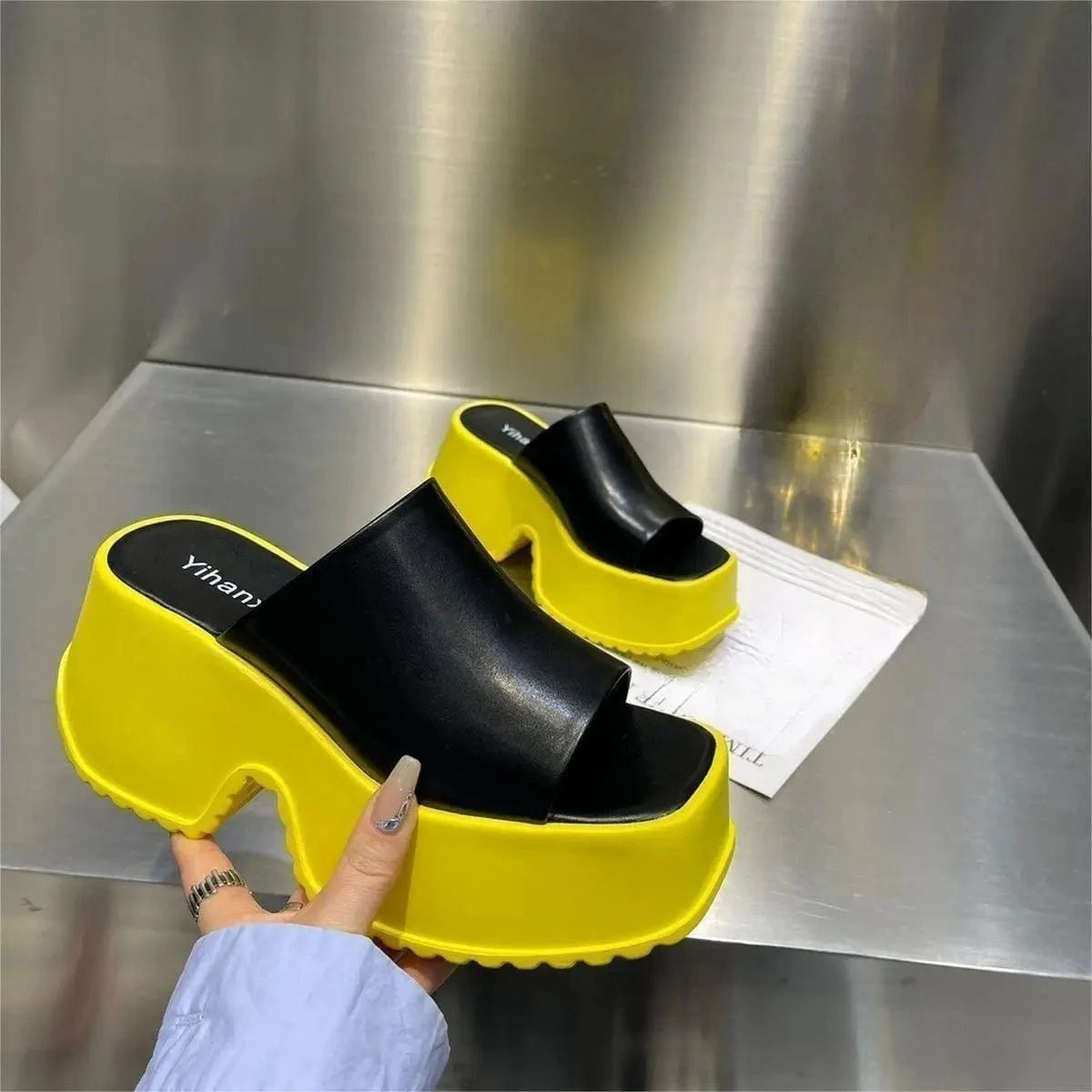 BUSY GIRL XW4761 White Pink Women Sandals Wedge Heels For Ladies dropshipping products 2024 Chunky Platform Slippers For Women